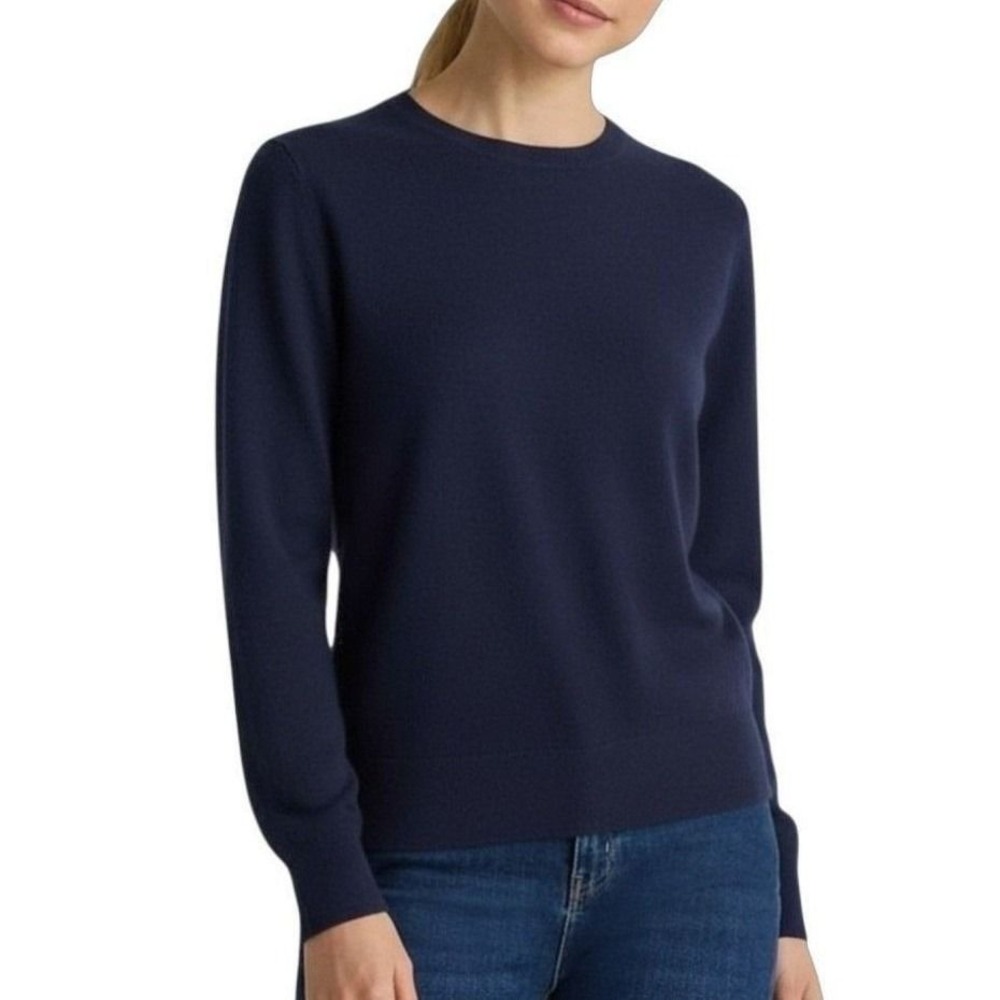 Quince Women S NWOT Cashmere Crewneck Sweater Navy Blue Quiet Lux Prepp Slim